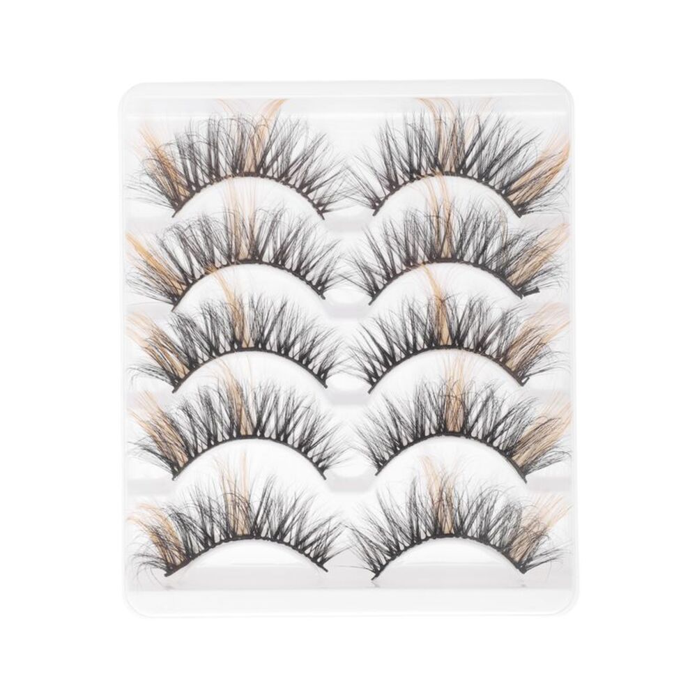 3D Mix Color False Eyelashes Orange 5 Pair